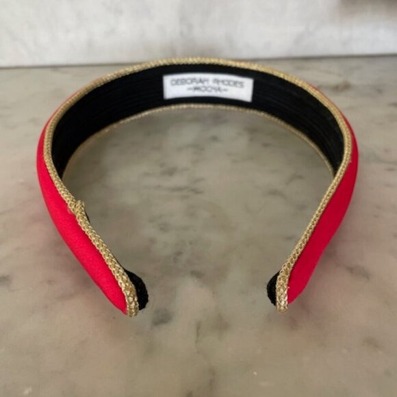 DEBORAH RHODES MOCHA Red Gold Padded Vintage Headband - Picture 7 of 14